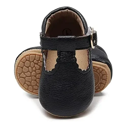 HONGTEYA Infant Baby Girls Mary Jane Flats Non Slip for Toddler First Walkers Soft Sole PU Leather Crib Shoes Sneaker Wedding Party Christmas Princess Dress Shoes Baby Moccasins Girls - 3