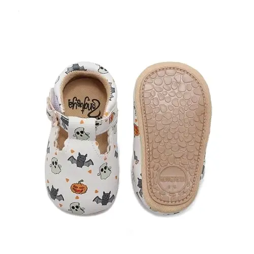 HONGTEYA Infant Baby Girls Mary Jane Flats Non Slip for Toddler First Walkers Soft Sole PU Leather Crib Shoes Sneaker Wedding Party Christmas Princess Dress Shoes Baby Moccasins Girls - 3
