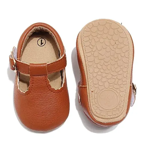 HONGTEYA Infant Baby Girls Mary Jane Flats Non Slip for Toddler First Walkers Soft Sole PU Leather Crib Shoes Sneaker Wedding Party Christmas Princess Dress Shoes Baby Moccasins Girls - 4