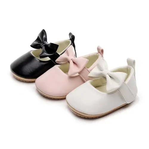 HONGTEYA Infant Baby Girls Mary Jane Flats Non Slip for Toddler First Walkers Soft Sole PU Leather Crib Shoes Sneaker Wedding Party Christmas Princess Dress Shoes Baby Moccasins Girls - 5