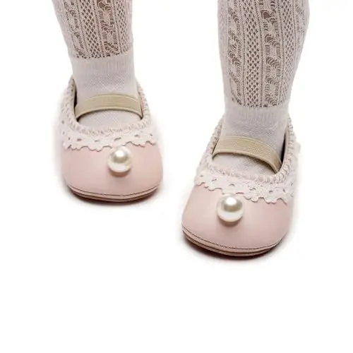 HONGTEYA Infant Baby Girls Mary Jane Flats Non Slip for Toddler First Walkers Soft Sole PU Leather Crib Shoes Sneaker Wedding Party Christmas Princess Dress Shoes Baby Moccasins Girls - HONGTEYA (1)