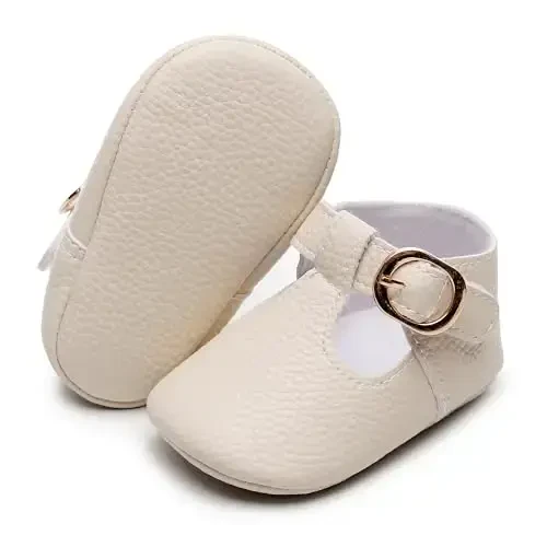 HONGTEYA Infant Baby Girl Mary Janes Flats PU Leather Non-Slip Soft Sole for Toddler First Walker Newborn Infant Crib Shoes Wedding Party Princess Baby Moccasins Girl Dress Shoes - 2