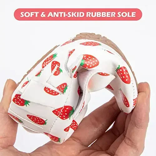 HONGTEYA Baby Moccasins with Rubber Sole&Soft Sole - Flower Print PU Leather Tassel Bow Girls Ballet Dress Shoes for Toddler - 3