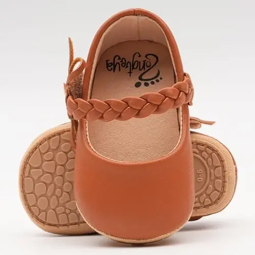 HONGTEYA Chaqaloq Qizlar Mary Jane Flats Non Slip Kichkintoylar uchun Birinchi Yuruvchilar Yumshoq Taglik PU Teri Beshik Poyafzallari Krossovka To'y ziyofati Rojdestvo malika libosi poyafzallari Chaqaloq Moccasins Qizlar - 3