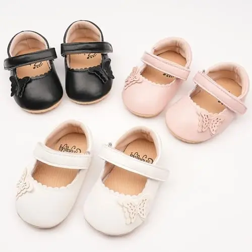 HONGTEYA Chaqaloq Qizlar Mary Jane Flats Sirpanmaydigan Tola Yurguvchilar Yumshoq Taglik PU Teri Beşik Poyabzali To'y Partiyasi Rojdestvo malika ko'ylak poyabzali chaqaloq mokasinlari qizlar - 5