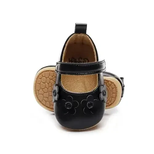 HONGTEYA chaqaloq qizlar Mary Jane Flats Toy bolalar uchun sirpanmaydigan birinchi yuruvchilar Yumshoq taglik PU charm beshik poyafzallari Krossovkalar To'y ziyofati Rojdestvo malika ko'ylak poyafzallari chaqaloq mokasinlari qizlar - HONGTEYA (1)