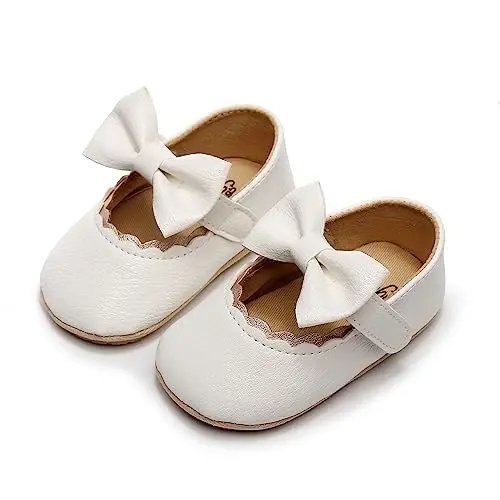 HONGTEYA chaqaloq qizlar Mary Jane Flats Toy bolalar uchun sirpanmaydigan birinchi yuruvchilar Yumshoq taglik PU Charm Krovat poyabzallari Krossovkalar To'y ziyofati Rojdestvo malika ko'ylak poyabzallari Chaqaloq mokasinlari Qizlar - HONGTEYA (1)