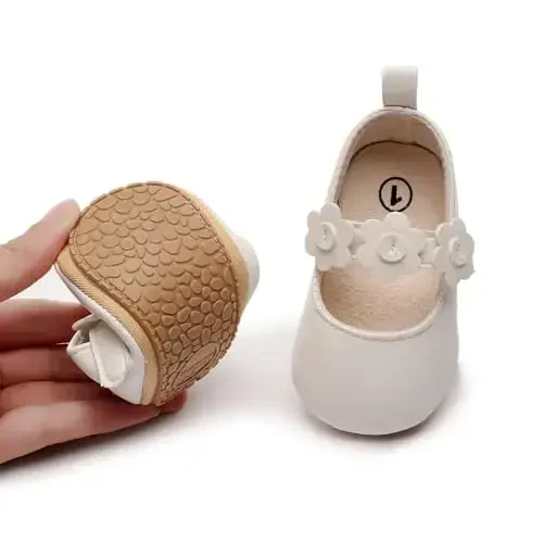 HONGTEYA chaqaloq qizlar Mary Jane Flats Toy bolalar uchun sirpanmaydigan birinchi yuruvchilar Yumshoq taglik PU teri beshik poyafzallari Sneaker to'y partiyasi Rojdestvo malika ko'ylak poyafzallari chaqaloq mokasin qizlar - 3