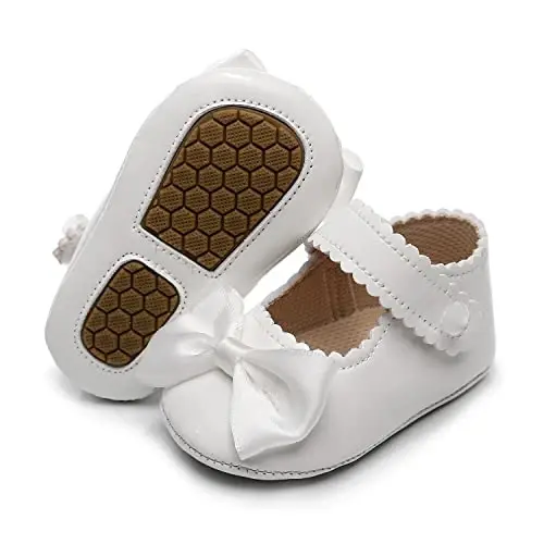 HONGTEYA chaqaloq qizlar Mary Jane Flats Toy bolalar uchun sirpanmaydigan birinchi yuruvchilar Yumshoq taglik PU teri karavot poyafzallari Sneaker to'y ziyofati Rojdestvo malika ko'ylak poyafzallari Chaqaloq mokasinlari qizlar - HONGTEYA
