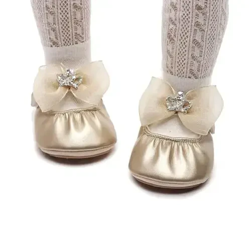 HONGTEYA Chaqaloq qizlar Mary Jane Flats Toy oyoqlari uchun sirpanmaydigan taglik Yumshoq PU Teri Krovat poyafzallari Sneaker To'y ziyofati Rojdestvo malika ko'ylak poyafzallari Chaqaloq mokasinlari qizlar - 2