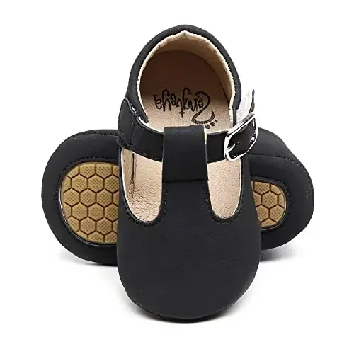 HONGTEYA Chaqaloq qizlar Mary Jane Flats Toy yuruvchilar uchun sirpanmaydigan yumshoq taglik PU teri beshik poyabzali Krossovkalar To'y partiyasi Rojdestvo malika ko'ylak poyabzali Chaqaloq mokasinlari qizlar - 9