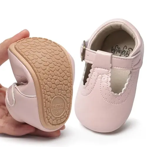 HONGTEYA Chaqaloq Qizlar uchun Mary Jane Flats Sürishga qarshi Toddler Birinchi Yuruvchilar Yumshoq Taglik PU Teri Beşik Poyabzal Krossovka To'y Partiyasi Rojdestvo Malika Ko'ylak Poyabzal Chaqaloq Moccasins Qizlar - 2