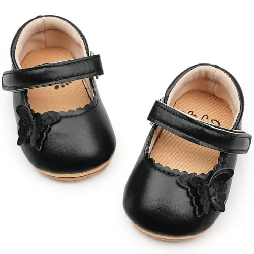 HONGTEYA Chaqaloq Qizlar uchun Mary Jane Flats To'rtqadamchilar Birinchi Yurishchilar uchun Sirpanmaydigan Yumshoq Taglik PU Teri Behik Poyabzali Krossovka To'y Bazmi Rojdestvo Shahzoda Ko'ylak Poyabzali Chaqaloq Moccasins Qizlar 
