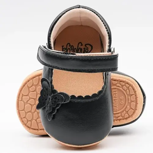HONGTEYA Chaqaloq Qizlar uchun Mary Jane Flats To'rtqadamchilar Birinchi Yurishchilar uchun Sirpanmaydigan Yumshoq Taglik PU Teri Behik Poyabzali Krossovka To'y Bazmi Rojdestvo Shahzoda Ko'ylak Poyabzali Chaqaloq Moccasins Qizlar - 3