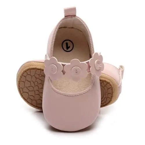 HONGTEYA chaqaloq qizlari Mary Jane Flats Toy bolalar uchun sirpanmaydigan birinchi yuruvchilar Yumshoq taglik PU teri beshik poyafzallari Sneaker to'y partiyasi Rojdestvo malika ko'ylak poyafzallari Chaqaloq mokasinlari qizlar - 2