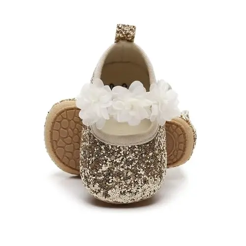 HONGTEYA Детские туфли Mary Jane для девочек, нескользящие, для малышей, которые учатся ходить, с мягкой подошвой, из искусственной кожи, для кроватки, кроссовки, свадебная вечеринка, рождественские туфли принцессы, детские мокасины для девочек - 3