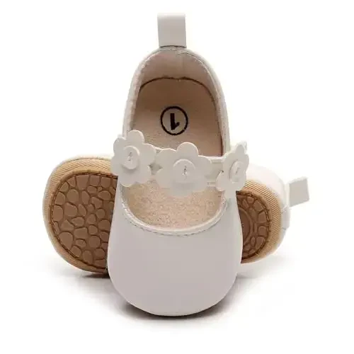 HONGTEYA Infant Baby Girls Mary Jane Flats Non Slip for Toddler First Walkers Soft Sole PU Leather Crib Shoes Sneaker Wedding Party Christmas Princess Dress Shoes Baby Moccasins Girls - 2