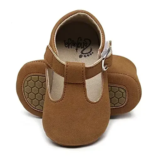 HONGTEYA Infant Baby Girls Mary Jane Flats Non Slip for Toddler First Walkers Soft Sole PU Leather Crib Shoes Sneaker Wedding Party Christmas Princess Dress Shoes Baby Moccasins Girls - HONGTEYA (1)