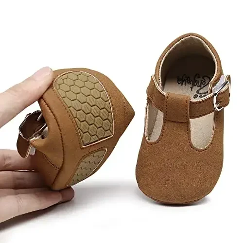 HONGTEYA Infant Baby Girls Mary Jane Flats Non Slip for Toddler First Walkers Soft Sole PU Leather Crib Shoes Sneaker Wedding Party Christmas Princess Dress Shoes Baby Moccasins Girls - 3