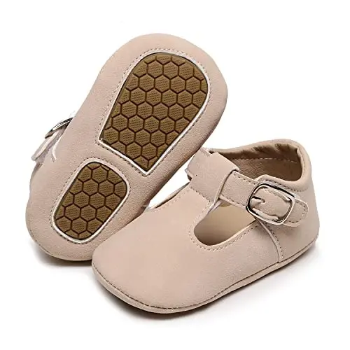 HONGTEYA Go'dak Infant Baby Girls Mary Jane Flats Non Slip for Toddler First Walkers Yumshoq Taglik PU Teri Beshik Poyafzallari Sneaker To'y Bayram Rojdestvo Princess Libos Poyafzallari Go'dak Mokasin Qizlar 