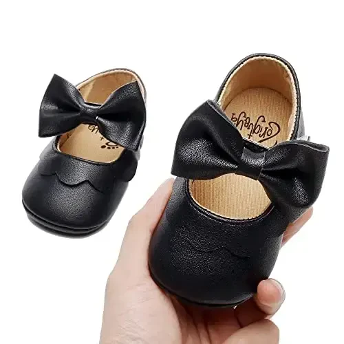 HONGTEYA go'dak qizlar Mary Jane Flats toymaydigan chaqaloqlar uchun birinchi yuruvchilar yumshoq taglik PU charm beshik poyabzali krossovkasi to'y ziyofati Rojdestvo malika ko'ylak poyabzali chaqaloq mokasin qizlar - 3