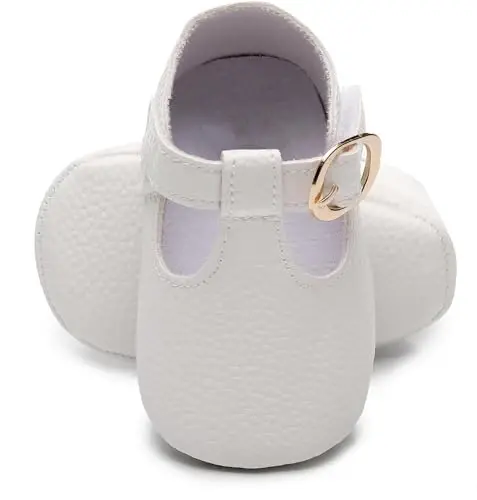 HONGTEYA Infant Baby Girl Mary Janes Flats PU Charm Charm Soft Sole for Toddler First Walker Yangi tug'ilgan chaqaloq Krovat poyafzallari To'y ziyofati Malika chaqaloq mokasinlari Qiz ko'ylak poyafzallari - HONGTEYA