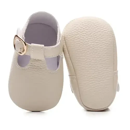 HONGTEYA Infant Baby Girl Mary Janes Flats PU Charm Non-Slip Yumshoq Taglik Bolalar uchun Birinchi Yuruvchi Yangi Tug'ilgan Chaqaloq To'shak Poyabzallari To'y Marosimi Princess Baby Mokasinlar Qiz Bolalar Kiyim Poyabzallari - 3