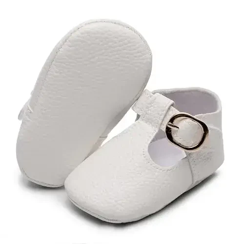 HONGTEYA Infant Baby Girl Mary Janes Flats PU Leather Non-Slip Soft Sole for Toddler First Walker Newborn Infant Crib Shoes Wedding Party Princess Baby Moccasins Girl Dress Shoes - 2