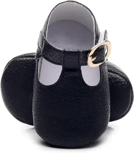 HONGTEYA Infant Baby Girl Mary Janes Flats PU Leather Non-Slip Soft Sole for Toddler First Walker Newborn Infant Crib Shoes Wedding Party Princess Baby Moccasins Girl Dress Shoes - HONGTEYA