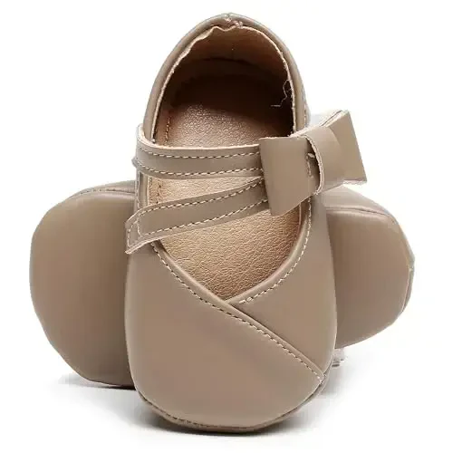 HONGTEYA Infant Baby Girl Mary Janes Flats PU Leather Non-Slip Soft Sole for Toddler First Walker Newborn Infant Crib Shoes Wedding Party Princess Baby Moccasins Girl Dress Shoes - HONGTEYA (1)