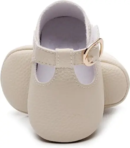 HONGTEYA Infant Baby Girl Mary Janes Flats PU Leather Non-Slip Soft Sole for Toddler First Walker Newborn Infant Crib Shoes Wedding Party Princess Baby Moccasins Girl Dress Shoes - HONGTEYA
