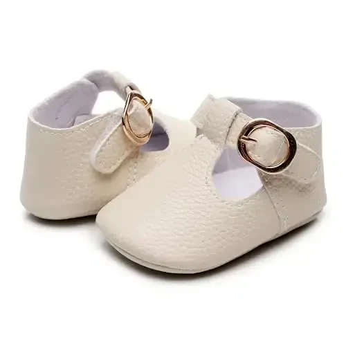 HONGTEYA Infant Baby Girl Mary Janes Flats PU Leather Non-Slip Soft Sole for Toddler First Walker Newborn Infant Crib Shoes Wedding Party Princess Baby Moccasins Girl Dress Shoes - 4