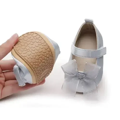 HONGTEYA Infant Baby Girls Mary Jane Flats Non Slip for Toddler First Walkers Soft Sole PU Leather Crib Shoes Sneaker Wedding Party Christmas Princess Dress Shoes Baby Moccasins Girls - 3
