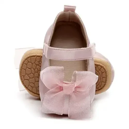 HONGTEYA Infant Baby Girls Mary Jane Flats Non Slip for Toddler First Walkers Soft Sole PU Leather Crib Shoes Sneaker Wedding Party Christmas Princess Dress Shoes Baby Moccasins Girls - 2
