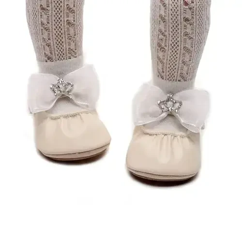 HONGTEYA Infant Baby Girls Mary Jane Flats Non Slip for Toddler First Walkers Soft Sole PU Leather Crib Shoes Sneaker Wedding Party Christmas Princess Dress Shoes Baby Moccasins Girls - HONGTEYA (1)