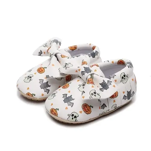 HONGTEYA Infant Baby Girls Mary Jane Flats Non Slip for Toddler First Walkers Soft Sole PU Leather Crib Shoes Sneaker Wedding Party Christmas Princess Dress Shoes Baby Moccasins Girls - 2