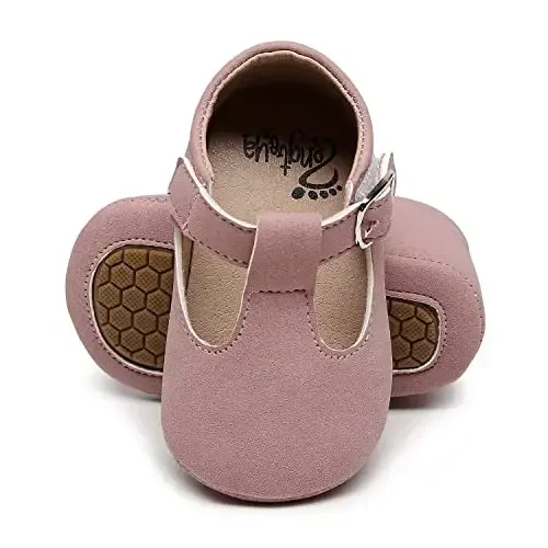 HONGTEYA Infant Baby Girls Mary Jane Flats Non Slip for Toddler First Walkers Soft Sole PU Leather Crib Shoes Sneaker Wedding Party Christmas Princess Dress Shoes Baby Moccasins Girls - 2