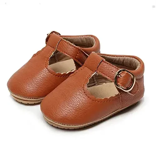 HONGTEYA Infant Baby Girls Mary Jane Flats Non Slip for Toddler First Walkers Soft Sole PU Leather Crib Shoes Sneaker Wedding Party Christmas Princess Dress Shoes Baby Moccasins Girls - 2