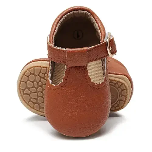 HONGTEYA Infant Baby Girls Mary Jane Flats Non Slip for Toddler First Walkers Soft Sole PU Leather Crib Shoes Sneaker Wedding Party Christmas Princess Dress Shoes Baby Moccasins Girls - 3