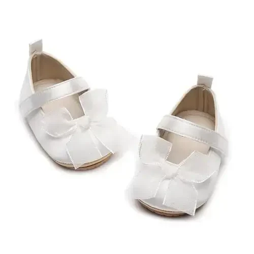 HONGTEYA Infant Baby Girls Mary Jane Flats Non Slip for Toddler First Walkers Soft Sole PU Leather Crib Shoes Sneaker Wedding Party Christmas Princess Dress Shoes Baby Moccasins Girls - HONGTEYA