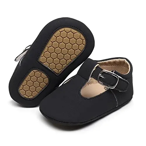 HONGTEYA Infant Baby Girls Mary Jane Flats Non Slip for Toddler First Walkers Soft Sole PU Leather Crib Shoes Sneaker Wedding Party Christmas Princess Dress Shoes Baby Moccasins Girls 