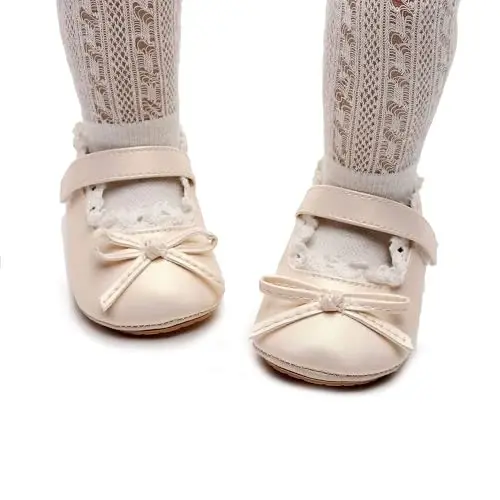 HONGTEYA Infant Baby Girls Mary Jane Flats Yurishni endi boshlagan bolalar uchun sirpanmaydigan, yumshoq taglikli PU charm beshik poyabzali Sneaker To'y marosimi Rojdestvo malika ko'ylagi poyabzali chaqaloq mokasinlari qizlar - 2
