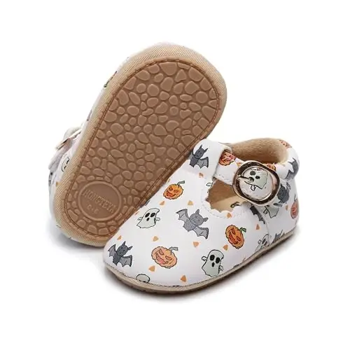 HONGTEYA Infant Baby Girls Mary Jane Flats Yurishni endi boshlagan qizaloqlar uchun sirpanmaydigan, yumshoq taglikli PU charm beshik poyabzali Sneaker To'y bazmi Rojdestvo malika ko'ylagi poyabzali chaqaloq mokasinlari qizlar 