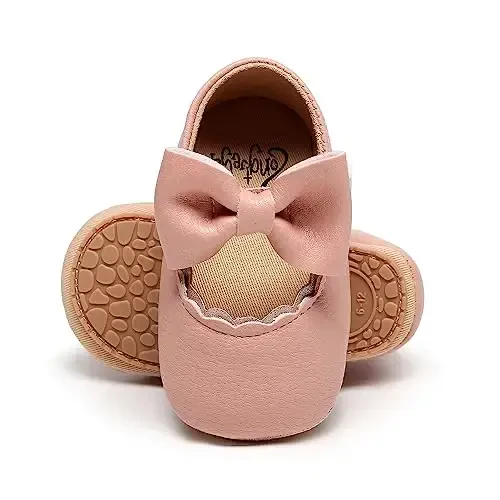 HONGTEYA Infant Baby Girls Mary Jane Flats Yurishni endi boshlagan qizaloqlar uchun sirpanmaydigan, yumshoq taglikli PU Charm Krovat Oyoq kiyimlari Sneaker To'y Bazm Rojdestvo Malika Libos Oyoq kiyimlari Baby Moccasins Girls - HONGTEYA