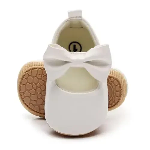 HONGTEYA Infant Baby Girls Mary Jane Flats Yurishni endi boshlagan qizaloqlar uchun sirpanmaydigan, yumshoq taglikli PU charm poyabzal, to'y ziyofati Rojdestvo malika ko'ylagi poyabzali Baby Moccasins Girls - 2
