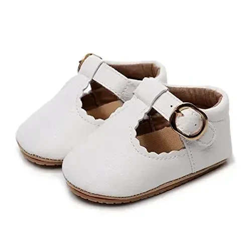 HONGTEYA Infant Baby Girls Mary Jane Flats Yurishni endi boshlagan qizaloqlar uchun sirpanmaydigan, yumshoq taglikli PU teri beshik poyabzali Sneaker To'y bazmi Rojdestvo malika ko'ylak poyabzali Kichkintoy mokasinlari qizlar - HONGTEYA (1)