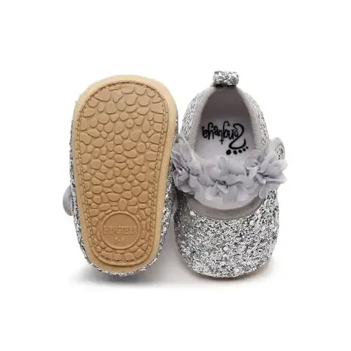 HONGTEYA Infant Baby Girls Mary Jane Flats Yuruvchi qizlar uchun sirpanmaydigan taglikli yumshoq PU Charm Krovat Oyoq kiyimlari Sneaker To'y Bazmi Rojdestvo malika ko'ylak Poyafzallari Kichkintoy Mokasinlar Qizlar - 4