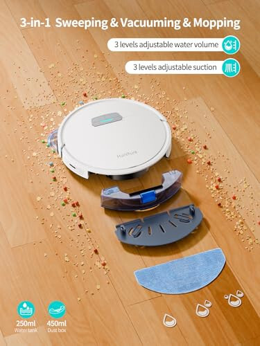 HONITURE Robot Vacuum and Mop Combo, 4000pa Strong Suction, G20 Robot Vacuum Cleaner with Self-Charging, 150Mins Max, App&Remote&Voice Control, Super-Slim, Ideal for Pet Hair - 2