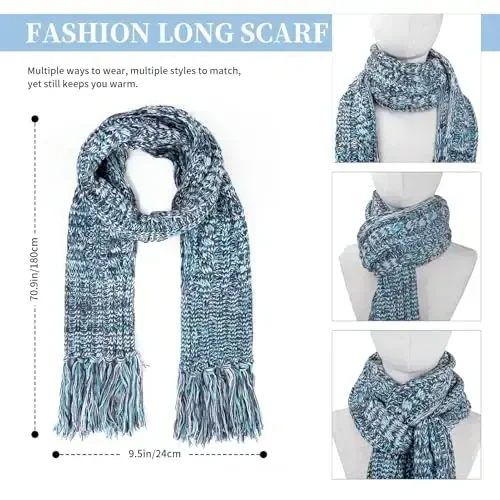 Honnesserry Qishki iliq shapka sharf va ayollar uchun sensorli ekranli qo'lqoplar to'plami bosh suyagi qopqoqlari Fleece bilan qoplangan bo'yin sharflari - 4