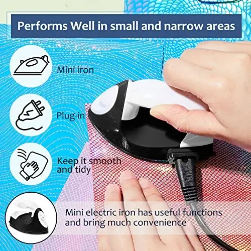 Honoson Mini Craft Iron Mini Heat Press Small Iron 3.93 x 2.36 x 2.76 in Portable Handy Tiny Flatiron with Charging Base Accessory for Fuse Bead Patch DIY Heat Transfer Vinyl(Black) - 4